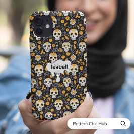 Funda Para iPhone 13 Pro Max Hermosa Cráneo de Azúcar Flores Halloween
