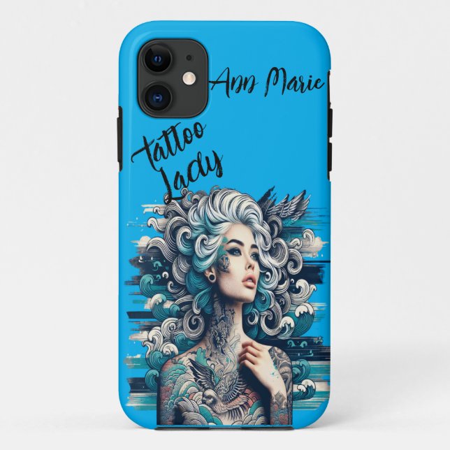Funda De Case-Mate Para iPhone Hermosa Dama Tatuada Personalizable  (Reverso)