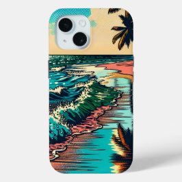 Funda Para iPhone 15 Hermosa escena de arte pop de historietas en la pl