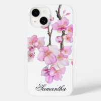 Hermosa escritura de flores de cerezo en acuarela 