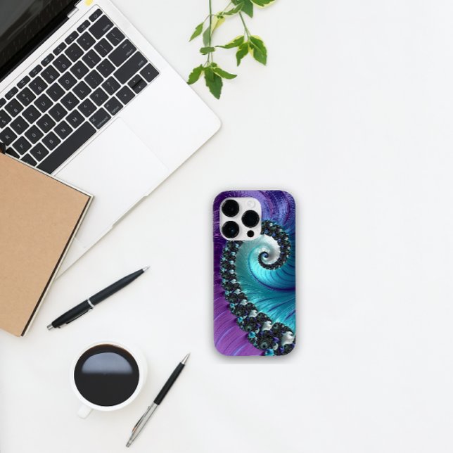 Funda De Case-Mate Para iPhone Hermosa espiral de gradiente turquesa morado (Subido por el creador)