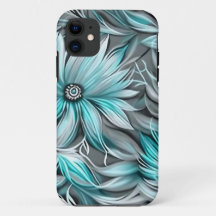 Hermosa Estampa Floral Azul Teal