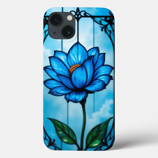 Funda De Case-Mate Para iPhone Hermosa flor azul, (Reverso)