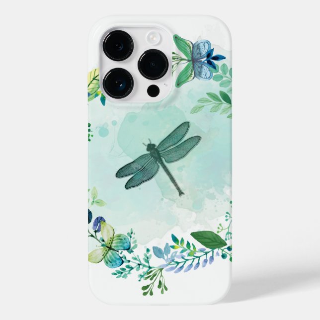 Funda De Case-Mate Para iPhone Hermosa flor de mariposa de la libélula (Reverso )