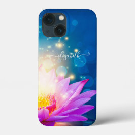 Funda Para iPhone 13 Mini Hermosa Flor Purple Lotus, Lago, Azul, Zen
