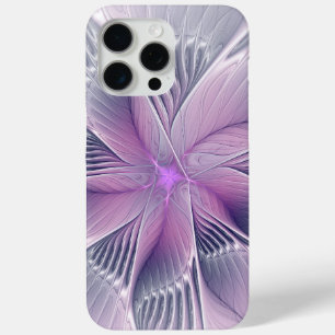 Funda Para iPhone 15 Pro Max Hermosa Flor Rosa Arte Abstracto Fractal Moderno