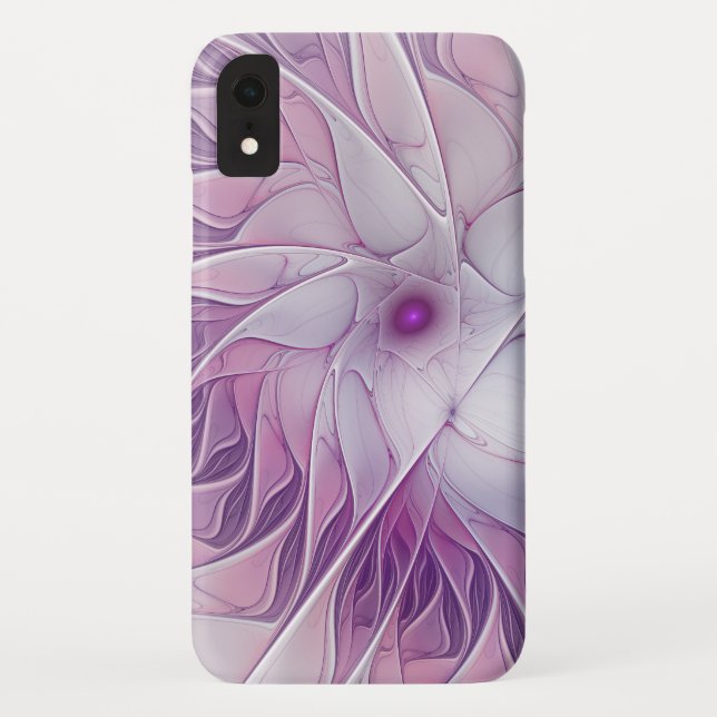 Funda De Case-Mate Para iPhone Hermosa Flor Rosa Moderna Resumen Arte Fractal (Reverso)