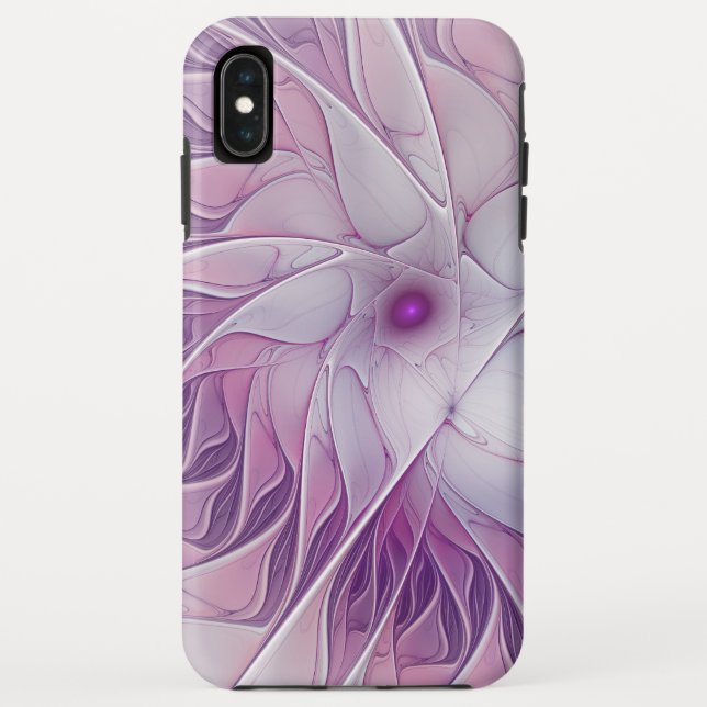 Funda De Case-Mate Para iPhone Hermosa Flor Rosa Moderna Resumen Arte Fractal (Reverso)
