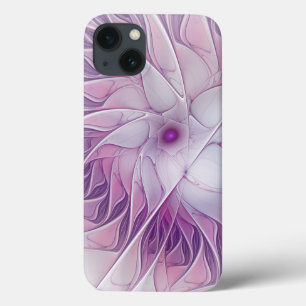 Funda Para iPhone 13 Hermosa Flor Rosa Moderna Resumen Arte Fractal