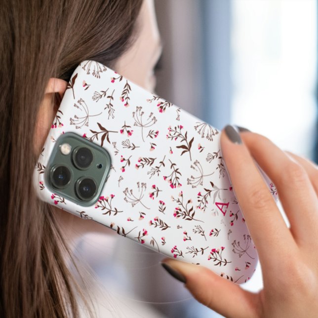 Funda De Case-Mate Para iPhone Hermosa flor silvestre inicial elegante (wildflower white stylish iphone case)
