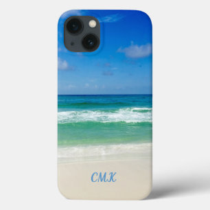 Funda Para iPhone 13 Hermosa foto playa Monograma Olas oceánicas a oril