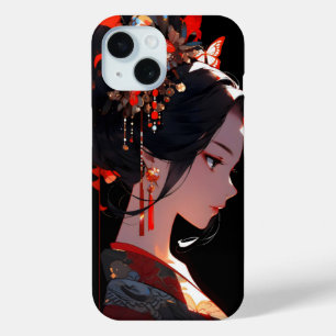 Funda Para iPhone 15 Hermosa Geisha de Anime