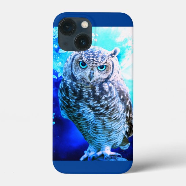 Funda De Case-Mate Para iPhone Hermosa lechuza azul  (Reverso )