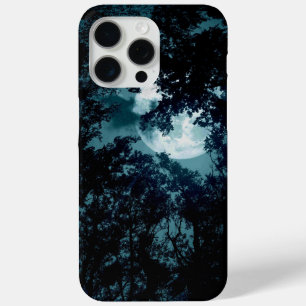 Funda Para iPhone 15 Pro Max Hermosa luna resplandece a través de árboles