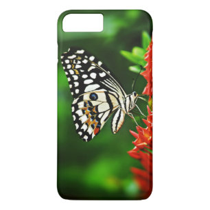 Funda Para iPhone 8 Plus/7 Plus Hermosa mariposa en las flores rojas