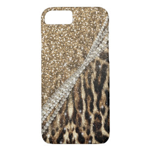 Funda Para iPhone 8/7 Hermosa Moda Girly Leopard Print Gold Purpurina