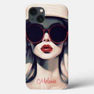 Funda Para iPhone 13 Hermosa mujer parisina con gafas de sol y gorra