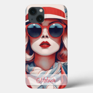 Funda Para iPhone 13 Hermosa mujer parisina personalizada