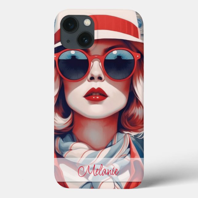 Funda De Case-Mate Para iPhone Hermosa mujer parisina personalizada (Reverso)