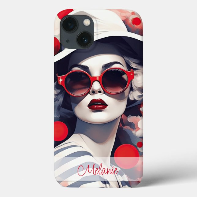Funda De Case-Mate Para iPhone Hermosa mujer parisina personalizada (Reverso)