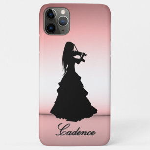 Funda Para iPhone 11 Pro Max Hermosa niña gitana toca el violín Nombre personal