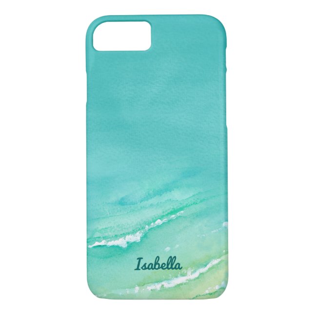 Funda De Case-Mate Para iPhone Hermosa playa acuática turquesa acuarela (Reverso)