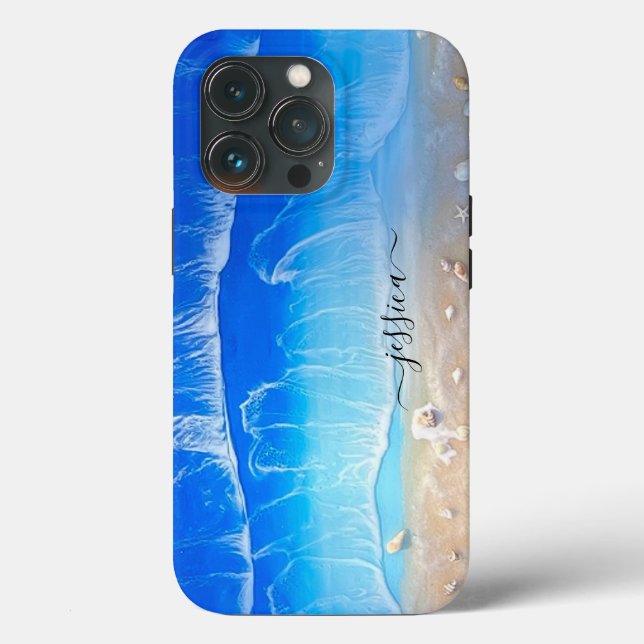Funda De Case-Mate Para iPhone Hermosa playa del océano azul Olas Personalizado t (Reverso )