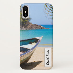Funda Para iPhone X Hermosa playa tropical con lancha