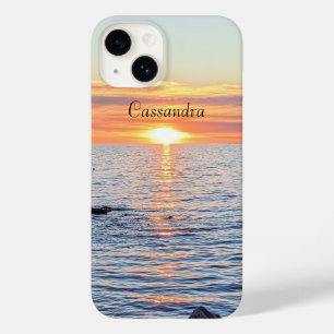 Funda Para iPhone 14 De Case-Mate Hermosa puesta de sol dorada sobre el nombre perso