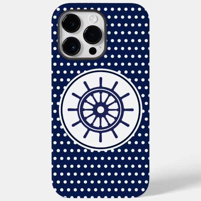 Funda De Case-Mate Para iPhone Hermosa rueda de barco azul y blanco (Reverso )