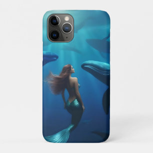 Funda Para iPhone 11 Pro Hermosa Sirenita Nadando Con Ballenas jorobadas,