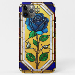 Funda Para iPhone 11 Pro Max Hermosa ventana de vidrio emplomado con rosa azul
