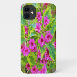 Funda Para iPhone 11 Hermosa Weigela verde con flores de Crimson