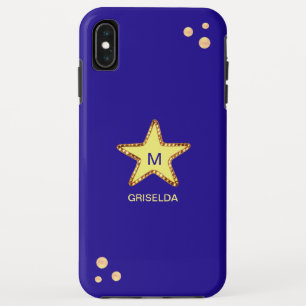 Funda Para iPhone XS Max Hermosa y brillante estrella dorada en azul