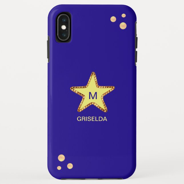 Funda De Case-Mate Para iPhone Hermosa y brillante estrella dorada en azul (Reverso)