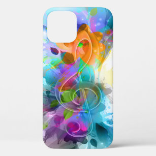 Funda Para iPhone 12 Pro Hermosa y colorida acuarela Splatter Music Note