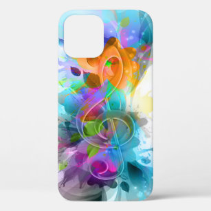 Funda Para iPhone 12 Pro Hermosa y colorida acuarela Splatter Music Note