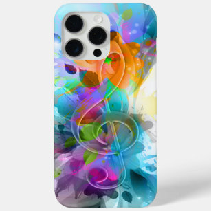 Funda Para iPhone 15 Pro Max Hermosa y colorida acuarela Splatter Music Note