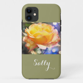 Funda Para iPhone 11 Hermosa y elegante flor de rosa amarilla, con nomb