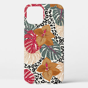 Funda Para iPhone 12 Hermosa y elegante huella tropical en el leopardo