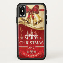 Hermosas campanas de Navidades dorados con arco ro