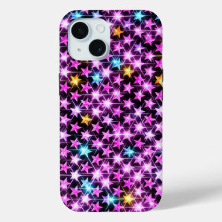 Funda Para iPhone 15 hermosas estrellas brillantes púrpuras y coloridas