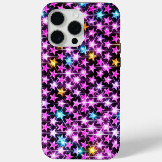 Funda Para iPhone 15 Pro Max hermosas estrellas brillantes púrpuras y coloridas