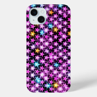 Funda Para iPhone 15 Mini hermosas estrellas brillantes púrpuras y coloridas
