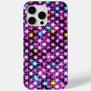 Funda Para iPhone 15 Pro Max hermosas estrellas brillantes púrpuras y coloridas