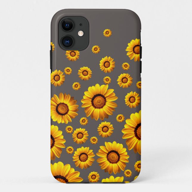 Funda De Case-Mate Para iPhone Hermosas flores amarillas sobre fondo gris (Reverso)