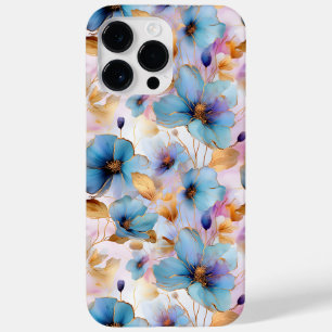 Funda Para iPhone 14 Pro Max De Case-Mate Hermosas flores azules de tinta de alcohol Pastel