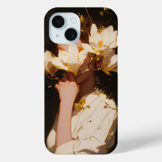 Funda Para iPhone 15 Hermosas Flores De Magnolia Y Mujer
