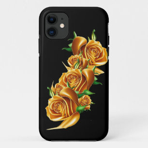 Funda Para iPhone 11 Hermosas flores de oro rosa