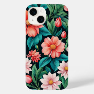 Funda Para iPhone 14 De Case-Mate Hermosas flores de primavera rosada y hojas verdes